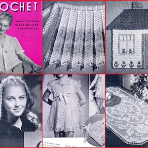 Lily  #1300 c. 1945 51 Baby clothes doilies Pattern Book PDF 0145