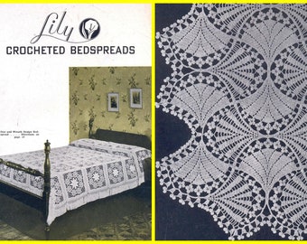 Lily #800 1940s Crochet 10 Bedspreads Book Pattern PDF 0150