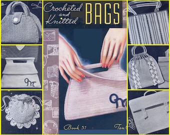 Clarks #57 1950s 39 Projects Bags Crochet Knit Pattern Book PDF 0166