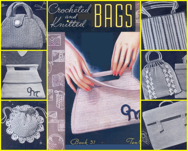 Clarks 57 1950s 39 Projects Bags Crochet Knit Pattern Book PDF 0166 image 1