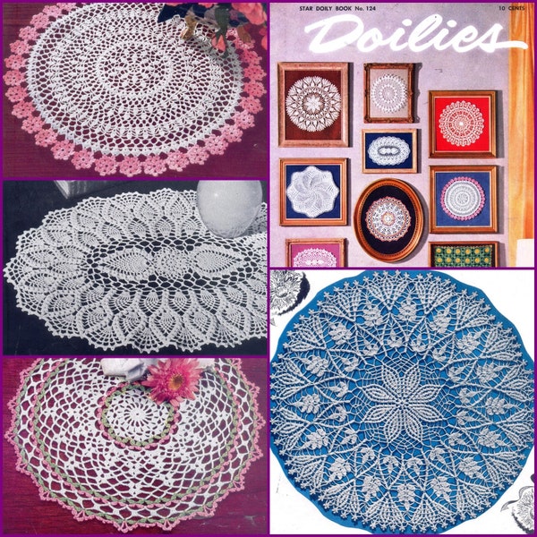 American #124 c. 1955 Crochet Pattern 9 Doilies Book PDF 0159