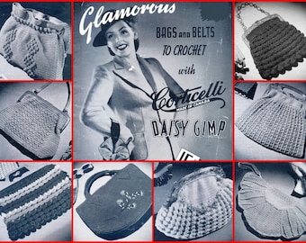 Corticelli  #39 1940s 13 Bags Belts Crochet Pattern Book PDF 0147