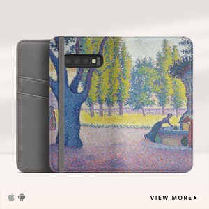 ¡Venta! Paul Signac "Fontaine Des Lices" Funda tipo billetera para Samsung Galaxy S9 Plus Funda tipo billetera para iPhone X Funda tipo billetera para Galaxy S8 Funda para teléfono. WC-PSI-01.