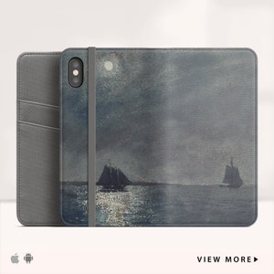 Funda tipo cartera Winslow Homer "Eastern Point Light" para iPhone XS Max, iPhone XR, iPhone X, funda tipo cartera, funda con tapa para iPhone y Samsung. Wc-WHO-01