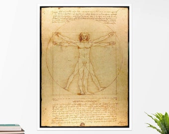 Sale! Sale Leonardo Da Vinci, "The Vitruvian Man". Art poster, art print, rolled canvas, art canvas, wall art, wall decor