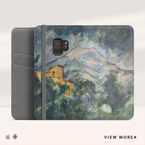 Cézanne "Mont Sainte-Victoire" Art - Funda tipo cartera para Samsung Galaxy S8, iPhone X, Galaxy S9. WC-PCE-01.