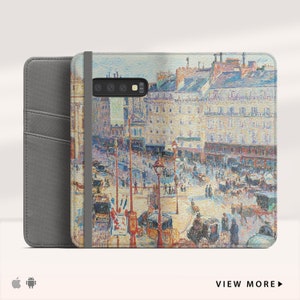 Pissarro "Place du Havre, París" Funda tipo cartera para Samsung Galaxy S8 Funda tipo cartera para iPhone 8 Funda tipo cartera para Galaxy S7 Funda para teléfono. WC-CPI-01.
