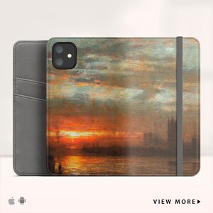 Albert Goodwin "Westminster Sunset» Funda tipo cartera para iPhone 11 Pro Max Funda tipo cartera para iPhone XS Max Funda tipo libro para iPhone 8+ Funda tipo libro Funda con tapa. WC-AGO-01.