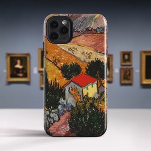 Van Gogh "Landscape with House and Ploughman" iPhone 14 Pro Max case iPhone 12 Pro case iPhone 11 case iPhone SE 2020 Hard cover. PC-VVG-26