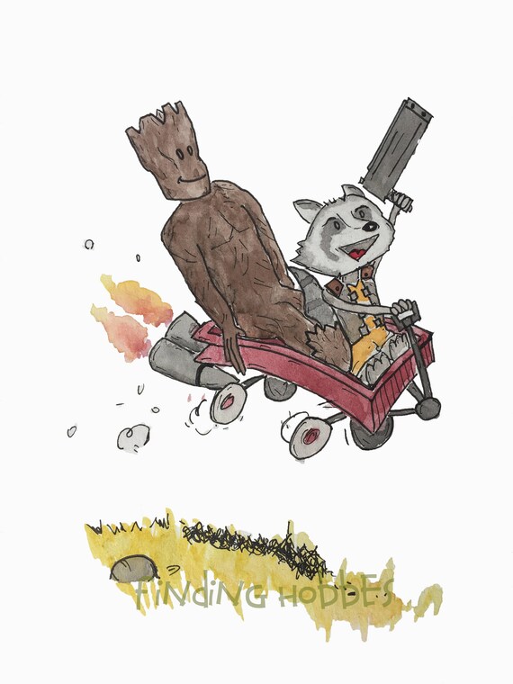 Rocket Groot Art Guardians Of The Galaxy Art 8x10 Print Limited Edition Kid S Room Decor Nursery Calvin And Hobbes