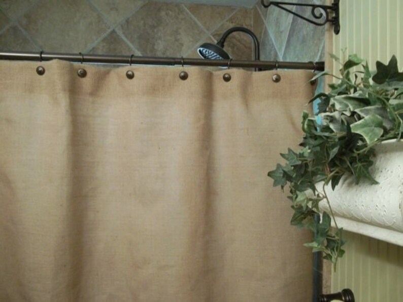 Natural burlap shower curtain standard size country farmhouse Etsy
