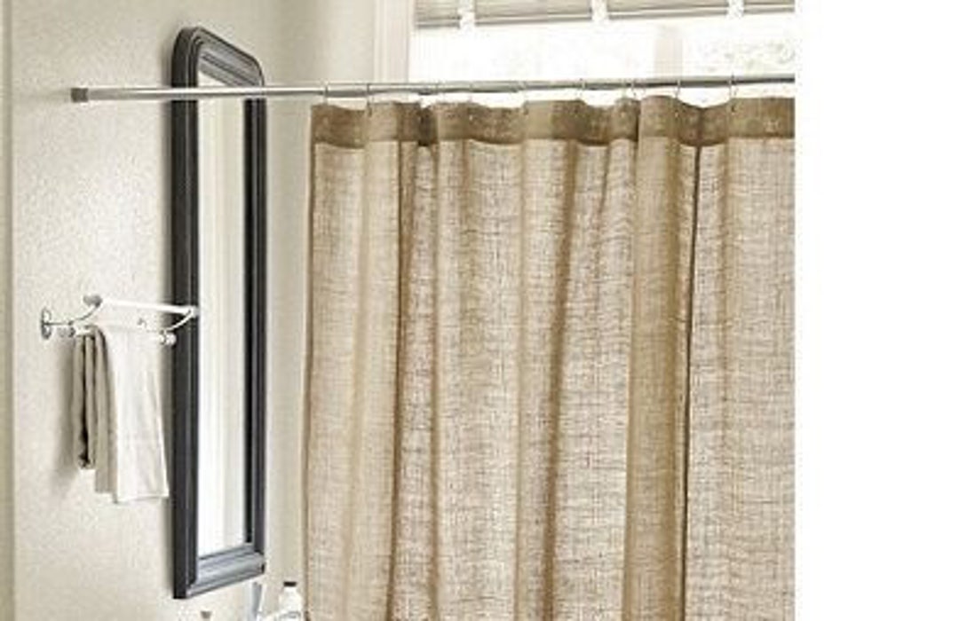 Natural Burlap Shower Curtain Natural Panel Country Farmhouse Bathroom