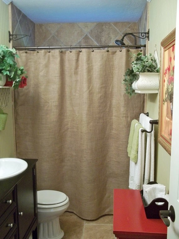 Natural Burlap Shower Curtain Standard Size Country Farmhouse Etsy