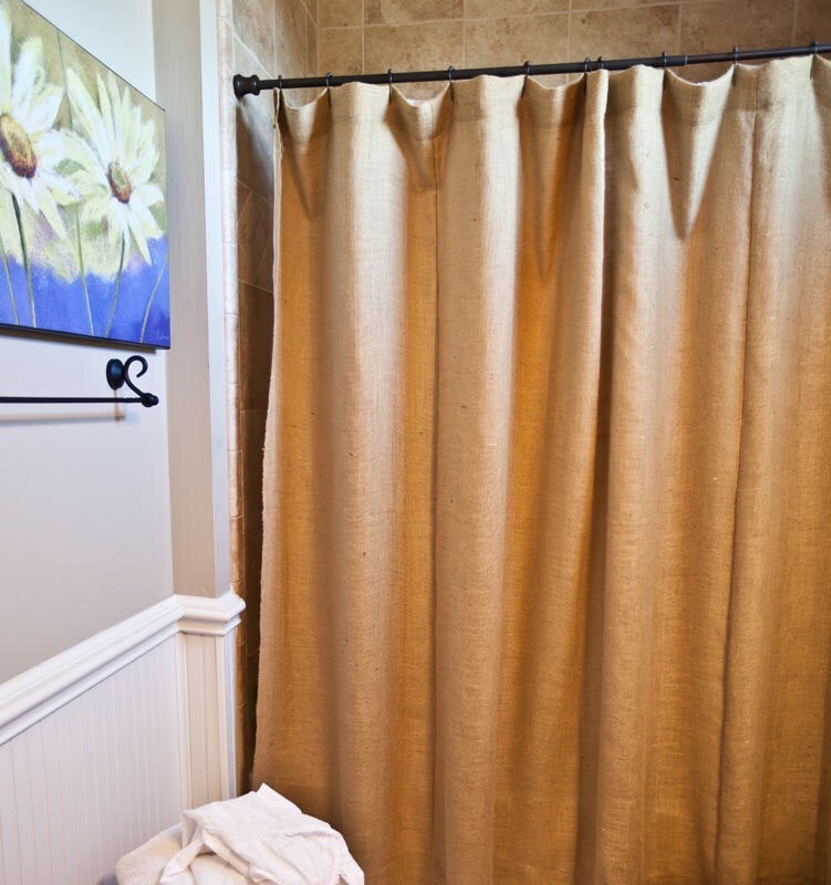Natural Burlap Shower Curtain Natural Panel Country Farmhouse Etsy