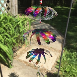 WindSpinner - Rainbow over Clear - Handmade - Unique Design