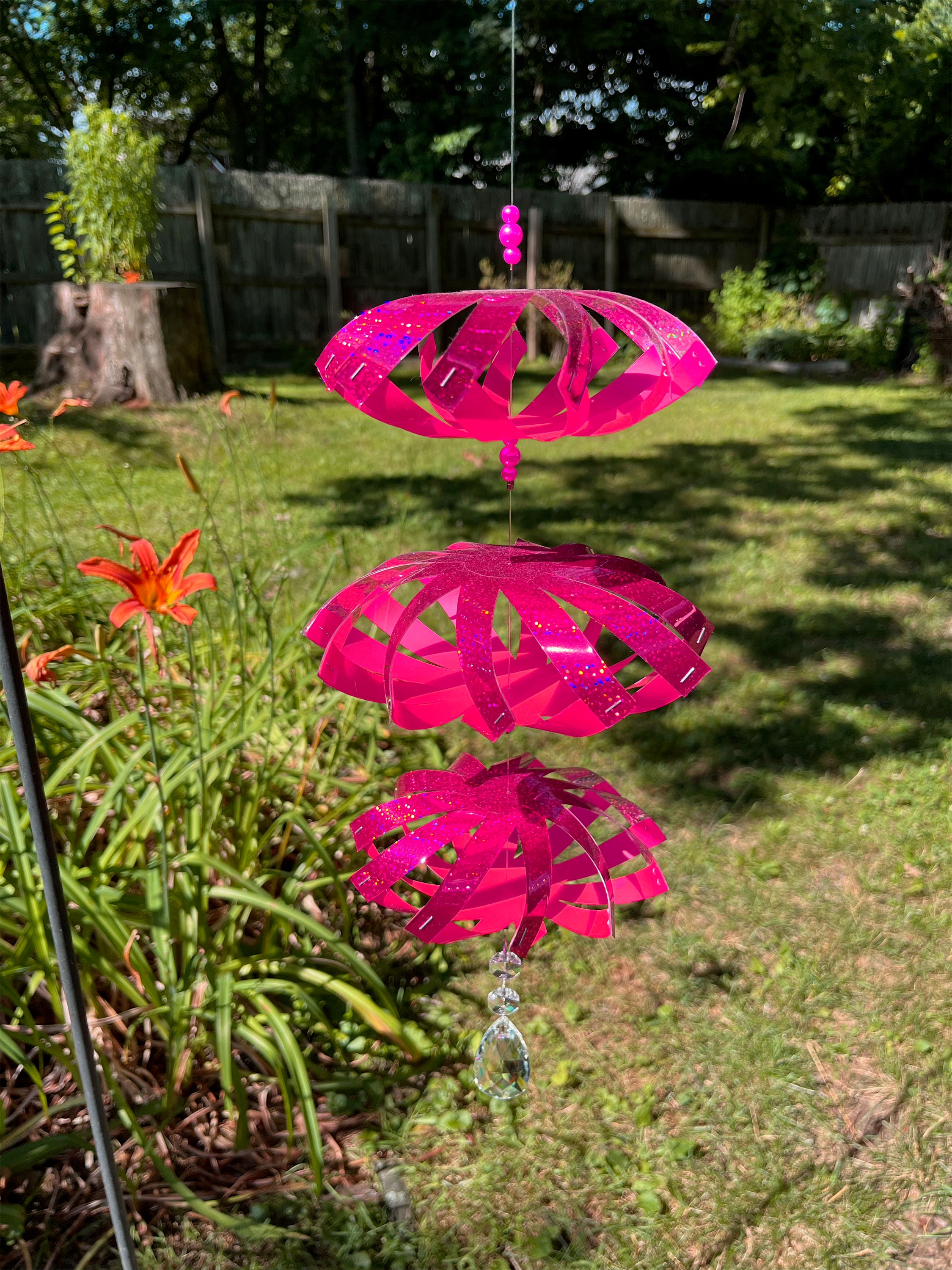 WindSpinner - Fuchsia over Fluorescent Pink Bottom - Handmade - Unique Design