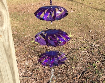 WindSpinner - Purple sparkle over a dark purple bottom- Handmade - Unique Design