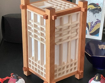 8 3/8" Tall Shoji/Kumiko Style Lamp made from Cherry and Basswood
