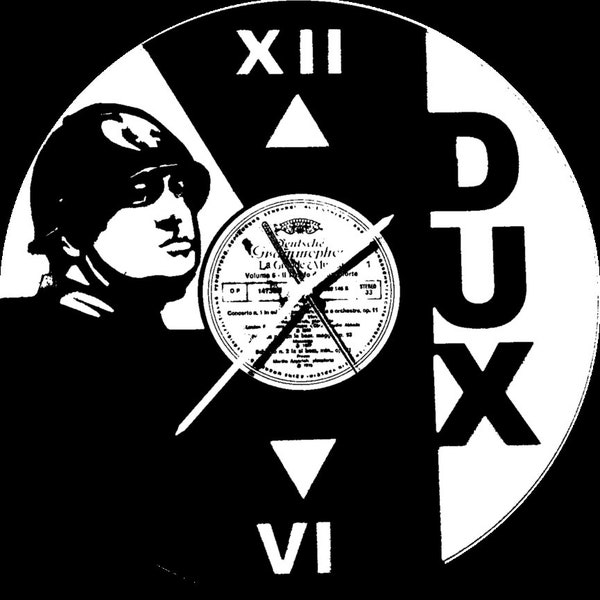 Horloge vinyle réalisée sur un véritable disque LP 33 tours "MUSSOLINI'"