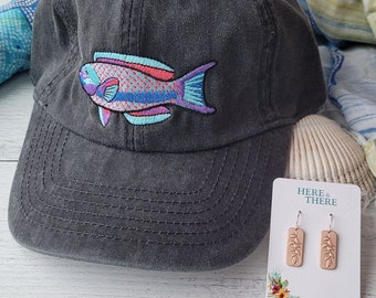 Parrotfish Hat with Heliconia Earrings