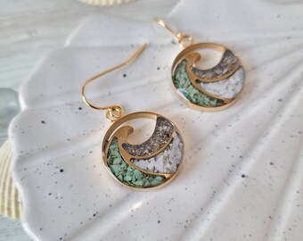 Sand from Puerto Vallarta, Mexico, Wave Earrings