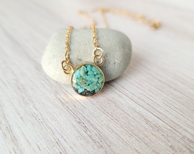 Featured listing image: Alaska Sand and Turquoise Necklace, Small Charm