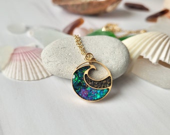 Alaska Sand Wave Necklace with Opal Flecks