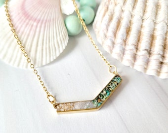 Sand from Guam in Chevron Necklace