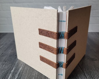 Leather Strappy Journal, Handmade Notebook, Unlined Paper