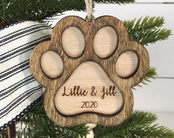Paw Print Rainbow Bridge Christmas Personalised Memorial Bauble Handmade Dog Cat