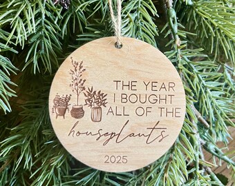 Wooden Monstera Plant Ornament, The Year I Bought Houseplants, 2025 Christmas Tree Decoration