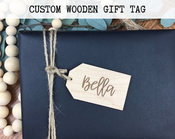 Personalized Maple Plywood Gift Tag, Rustic Farmhouse Christmas