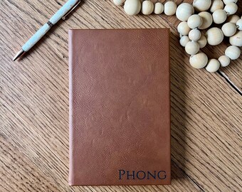 Men's Custom Name Business Logo Journal engraved Leatherette Journal gift, Personalized Monogram Journal Notebook, Journaling gift for him