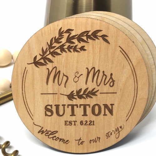 Personalized Wooden Coasters Custom Bulk Wedding Favors Etsy