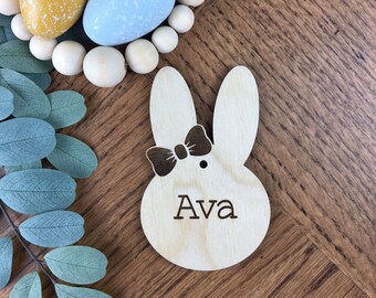 Personalized Easter Basket Tags, Custom Bunny Tags , Wood Name, Custom Gift Tags, Free Shipping