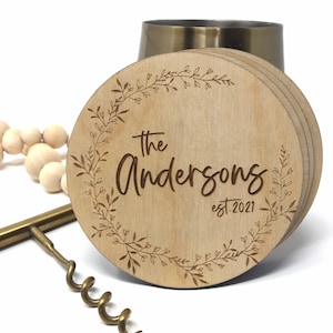 Custom bulk wedding favors, Personalized wooden coaster set, Monogram coasters, boho party favors, wedding gift, bridal shower gift