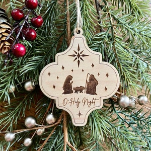 2025 nativity scene Christian wooden Christmas ornament, baby Jesus stable manger ornament gift, religious gift stocking stuffer