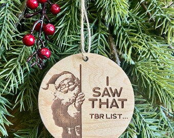 Romantasy TBR Wingleader Bookish lover Book Boyfriend Wooden Christmas Ornament, Book club funny holiday gift, Reading Fae Smut