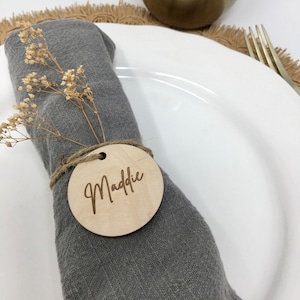 Personalized napkin ring, Boho Wedding table decoration, Dinner Party Place Card, Name Placeholder, Seating chart, Custom Napkin Holders image 4