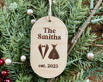 2024 custom Wedding anniversary Christmas ornament, first Married Christmas gift, wedding couple gift, gift for her, gift for him