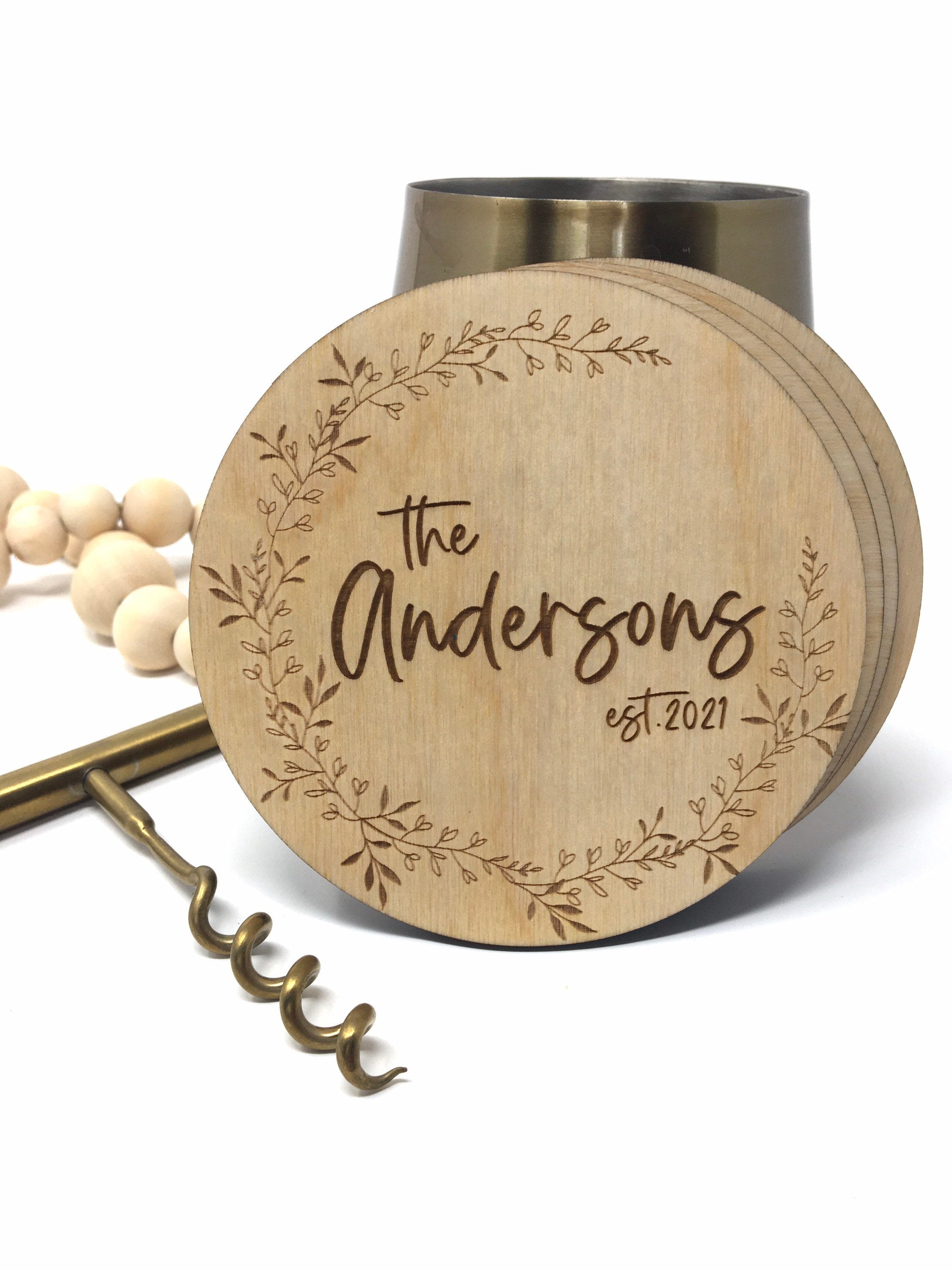 Personalized wooden coasters Custom bulk wedding favors Etsy