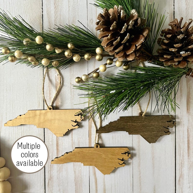 One Wooden North Carolina 2024 ornament, Raleigh Winston Salem Asheville Wilmington Durham Cary Hickory Boone Lenoir NC Christmas gift image 1