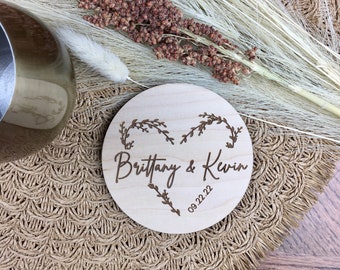 Custom bulk wedding favors, Personalized wooden coaster set, Monogram coasters, boho party favors, wedding gift, bridal shower gift