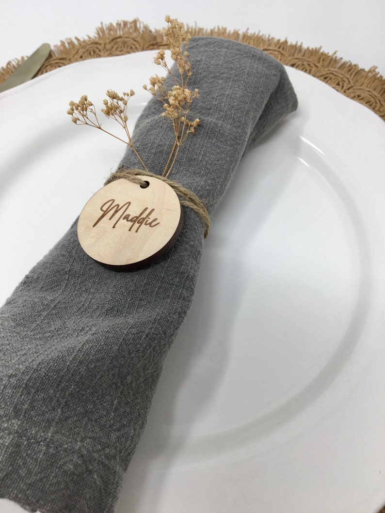 Personalized napkin ring, Boho Wedding table decoration, Dinner Party Place Card, Name Placeholder, Seating chart, Custom Napkin Holders image 5