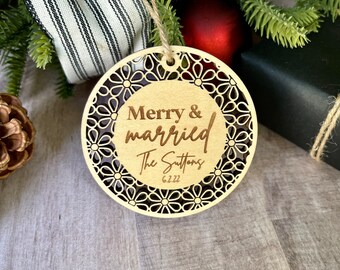 2024 custom rattan Wedding anniversary Christmas ornament, first Married Christmas gift, wedding couple gift, gift for her, gift for him