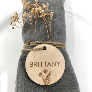 Personalized napkin ring, Boho Wedding table decoration, Dinner Party Place Card, Name Placeholder, Seating chart, Custom Napkin Holders image 8