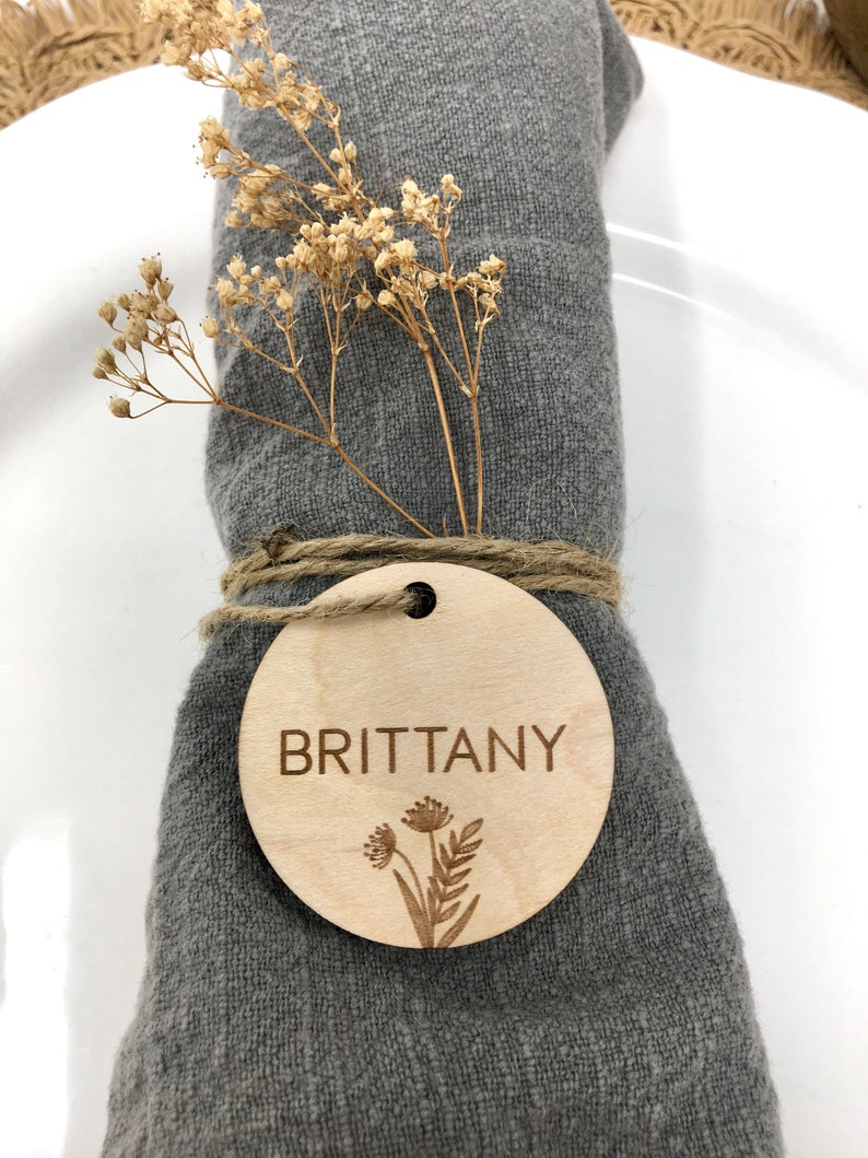 Personalized napkin ring, Boho Wedding table decoration, Dinner Party Place Card, Name Placeholder, Seating chart, Custom Napkin Holders image 8