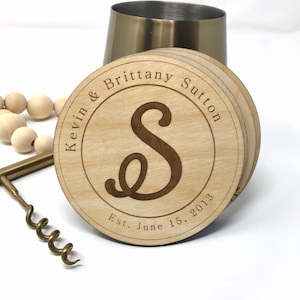 Custom bulk wedding favors, Personalized wooden coaster set, Monogram coasters, boho party favors, wedding gift, bridal shower gift