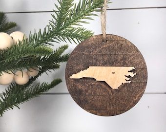Raleigh North Carolina Christmas ornament| Wooden NC Christmas ornament