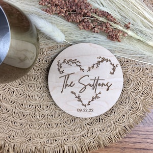 Custom bulk wedding favors, Personalized wooden coaster set, Monogram coasters, boho party favors, wedding gift, bridal shower gift